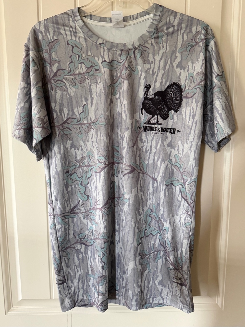 one clothing Gray Camo Short Sleeve Shirt with Black Turkey Graphic